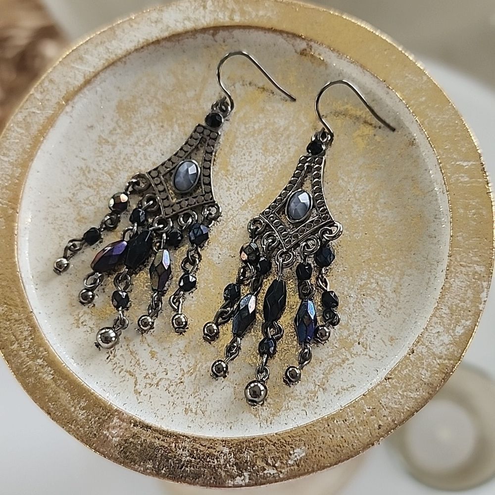 Beaded Chandelier Earrings Whimsigoth Sparkle